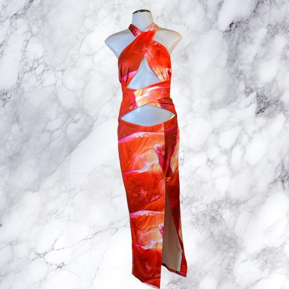 Superdown Pixie Halter Midi Dress - Pink Multi - image 2